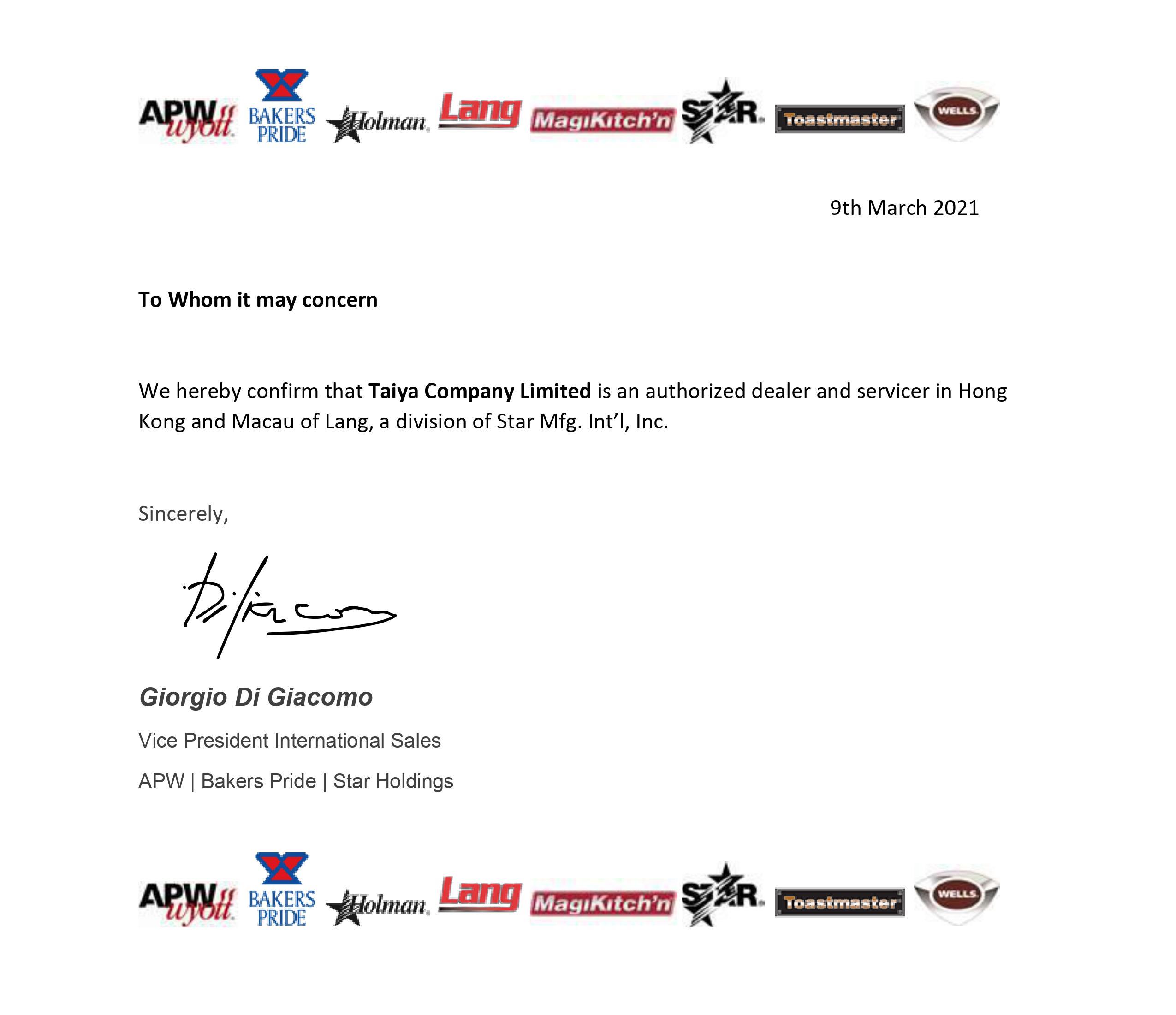 APW/Lang Authorization Dealer